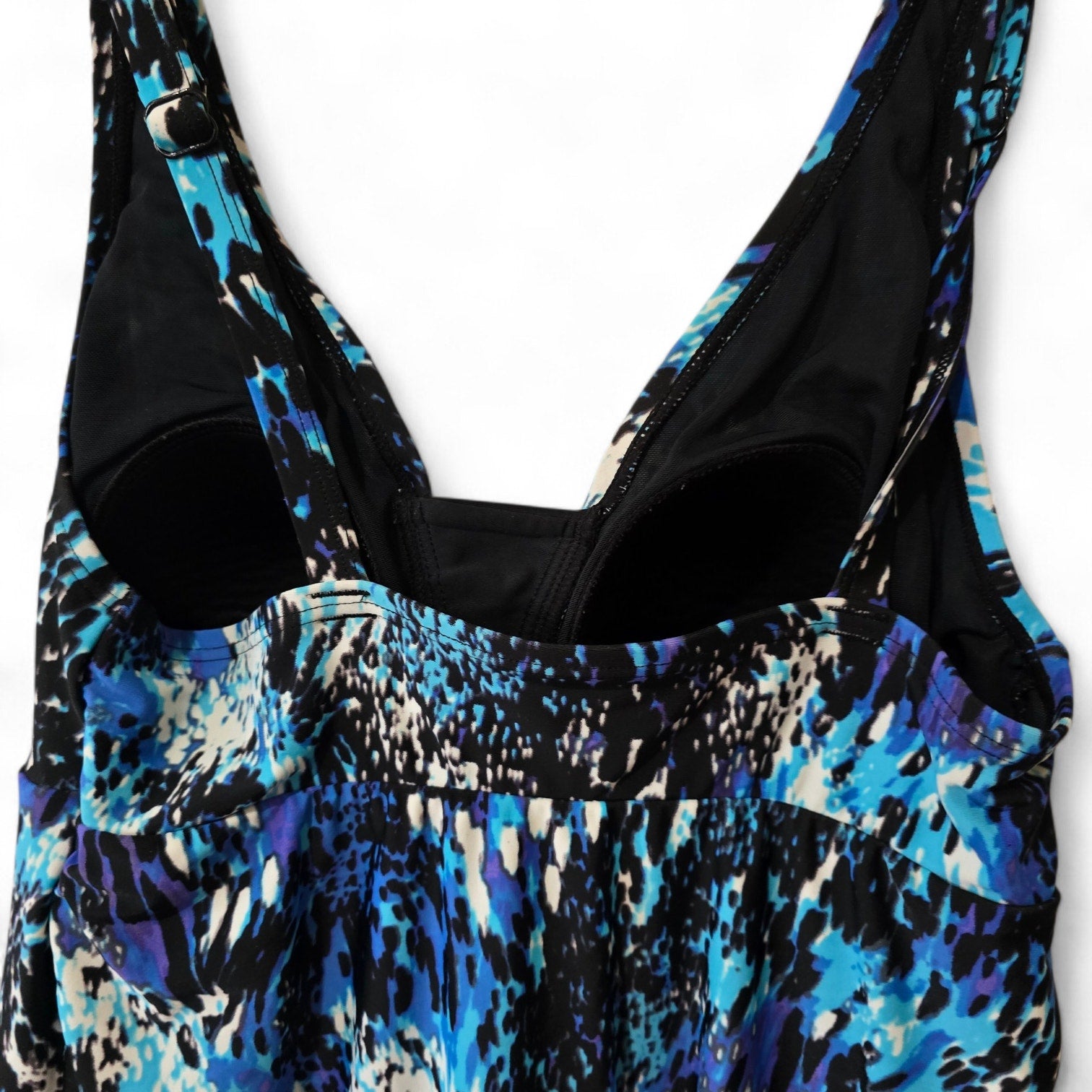 Croft & Barrow Blue Animal Abstract Print Halter Tankini Top Size 12