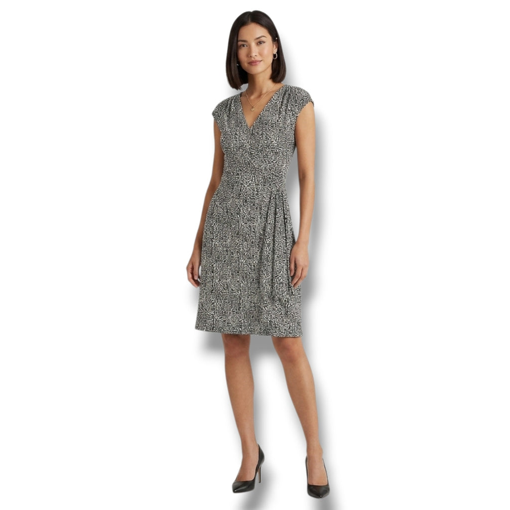 Lauren Ralph Lauren Faux Wrap Animal Print Midi Dress