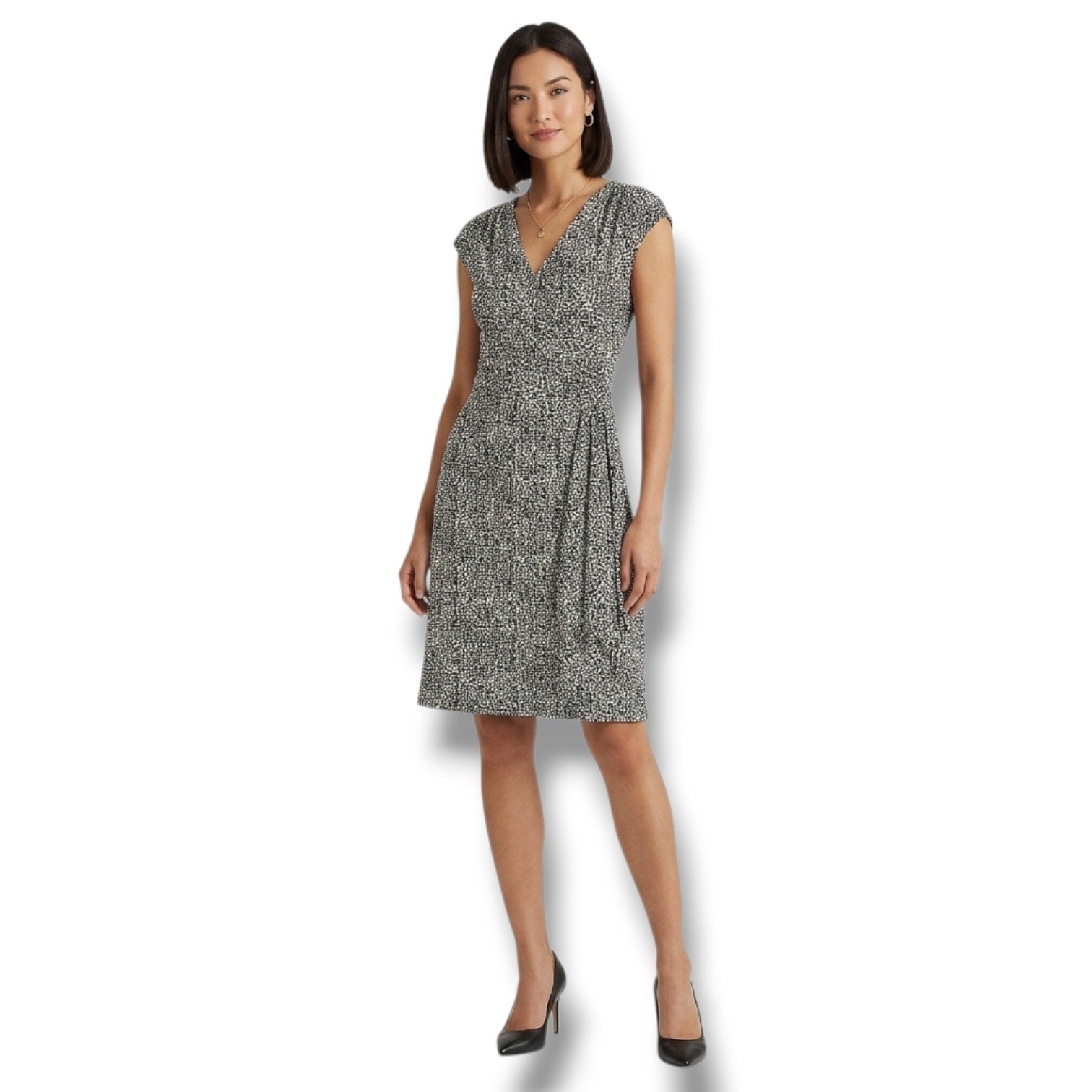 Lauren Ralph Lauren Faux Wrap Animal Print Midi Dress