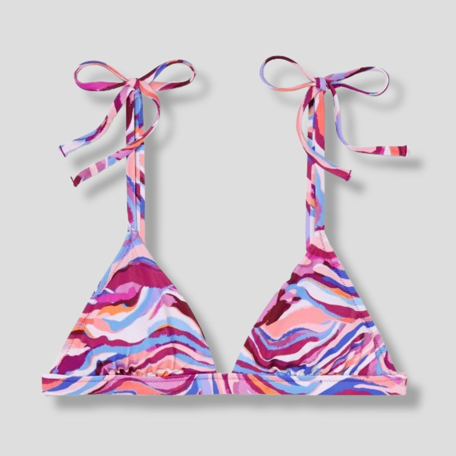 Shade & Shore Women’s Multicolor Shoulder Tie Triangle Bikini Top Medium NWT