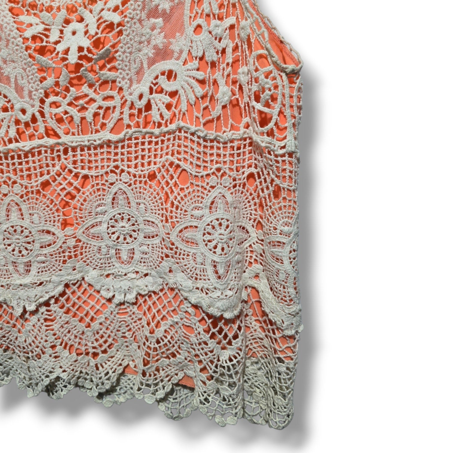 Staring at Stars Urban Outfitters Women's Boho Crochet Lace Tank Top Coral