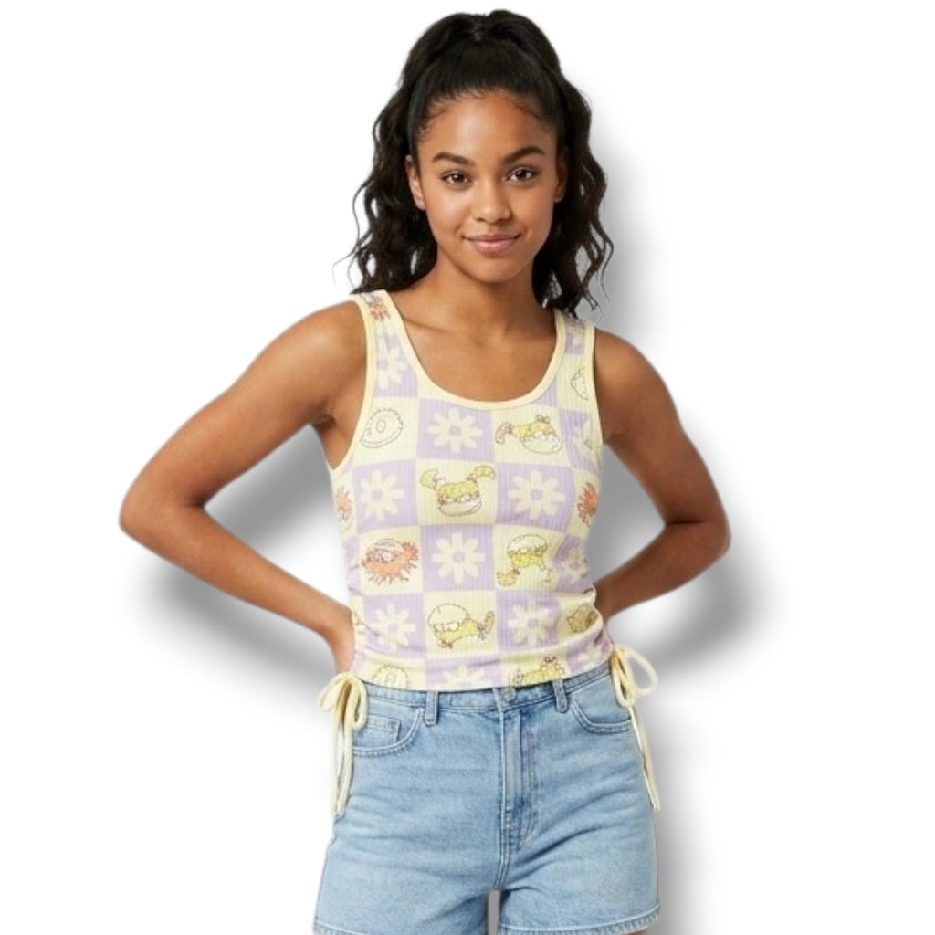 Nickelodeon Women’s Rugrats Graphic Ruched Tank Top - Yellow & Purple, New