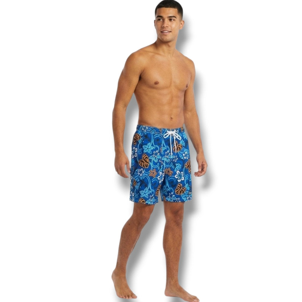 Ocean Pacific OP Sports Men’s Blue Floral Swim Trunks – Size Large