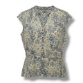 Shaver Lake Tahoe Women’s Yellow Floral Embellished Button-Front Blouse Small
