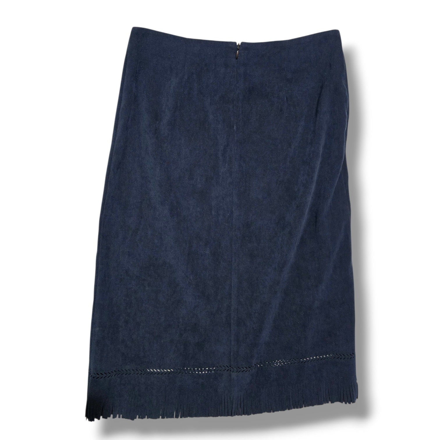 To The Max! Women's Blue Faux Suede Fringe Midi Skirt Size 3