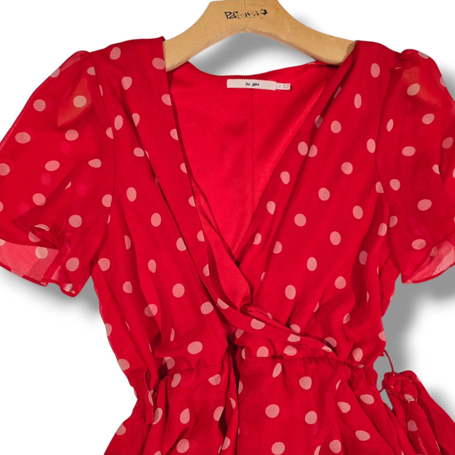 mi ami by Francesca’s Collection Red Polka Dot Wrap Dress – Size Small