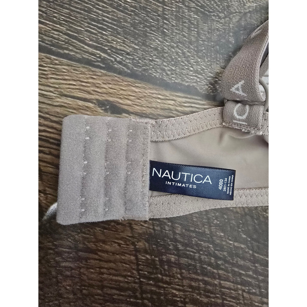 Nautica Intimates T-Shirt Bra 40DD beige Underwire Padded Logo Straps