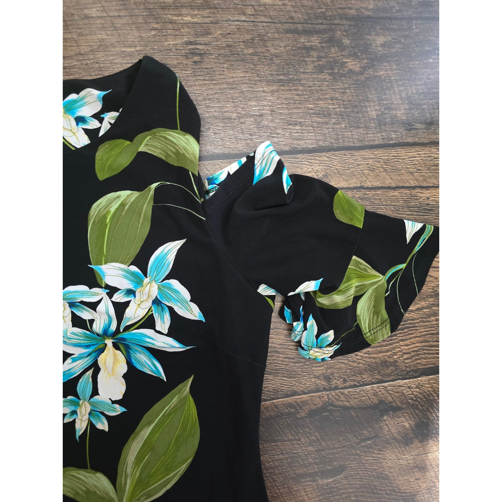 Tommy Hilfiger Black Floral Cold Shoulder Ruffle Sleeve Sheath Dress Size 6
