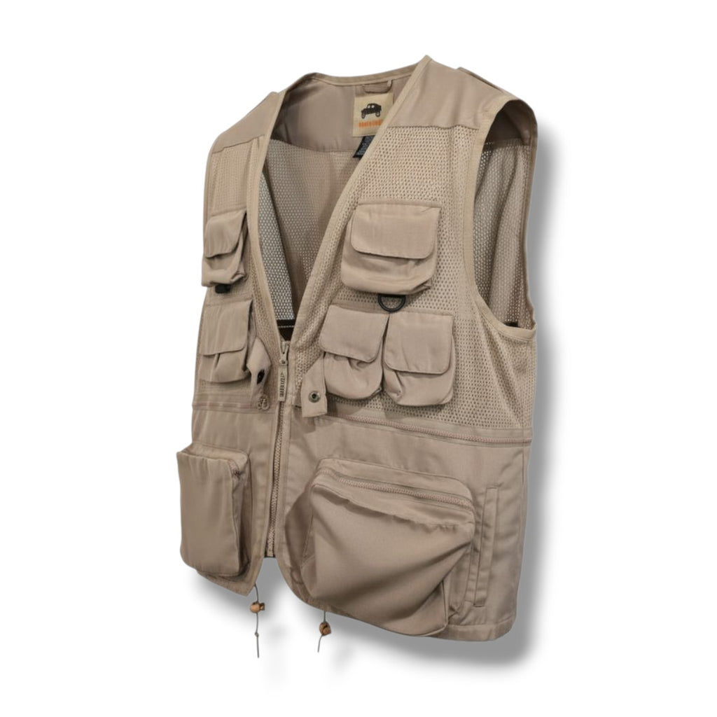 Humvee Men’s Khaki Safari Fishing Camping Utility Vest Cotton Blend Outdoor Gear