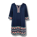 41 Hawthorn Women’s Navy Geometric Print 3/4 Sleeve Shift Dress – Size Medium