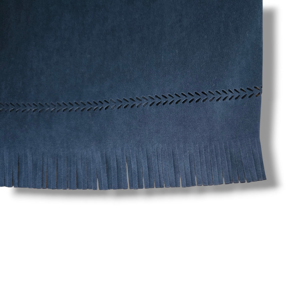 To The Max! Women's Blue Faux Suede Fringe Midi Skirt Size 3