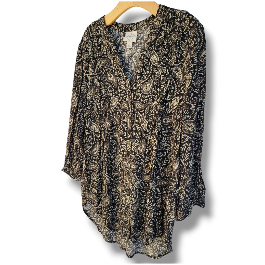 St. John's Bay Women's black paisley button-down Blouse  - medium