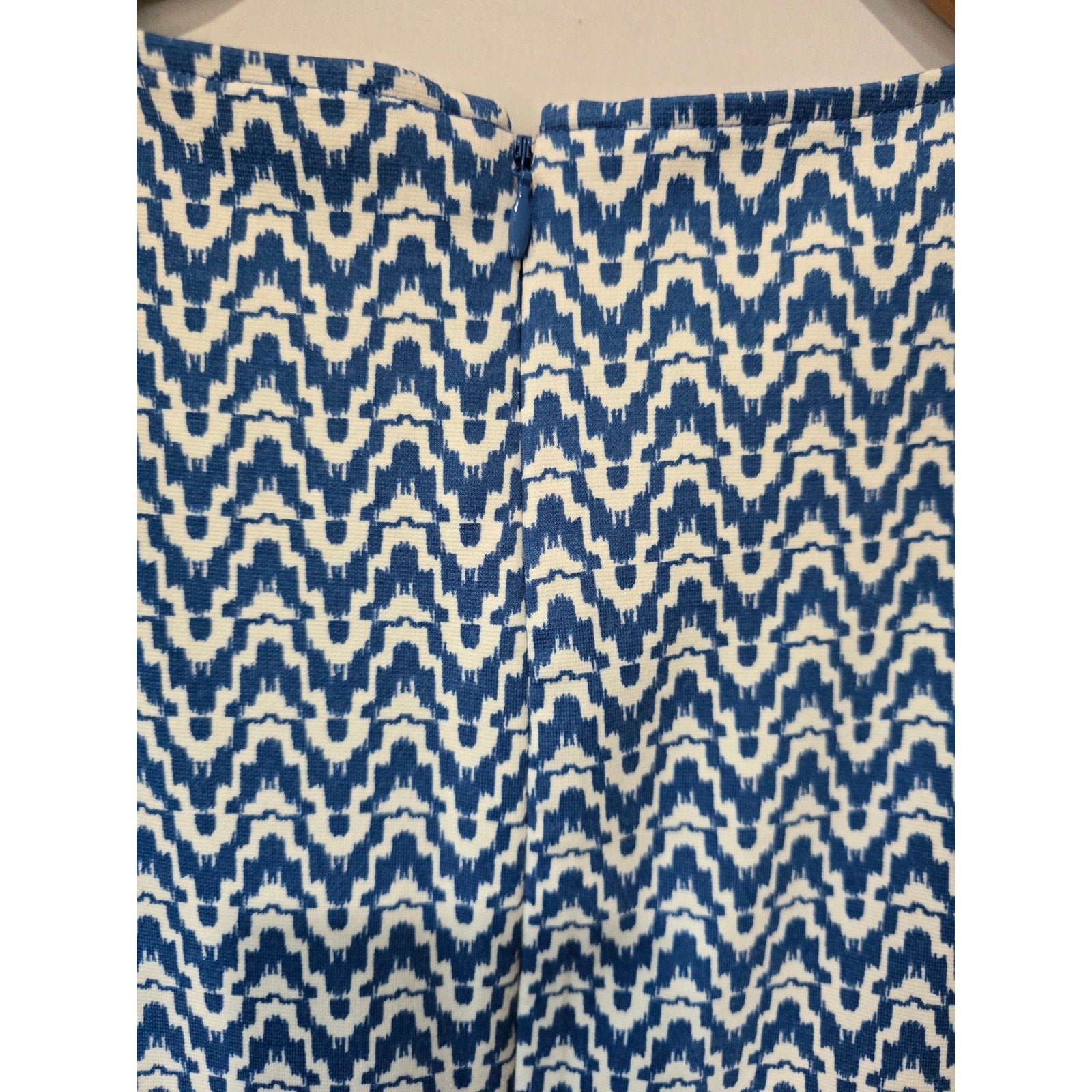 Talbots Blue & Ivory Geometric Ikat Sleeveless Fit-and-Flare Dress – Medium
