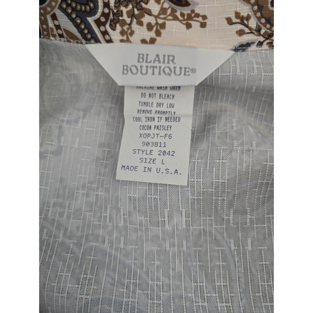 Blair Boutique Women's Size L Cocoa Paisley Single Button Blazer Jacket