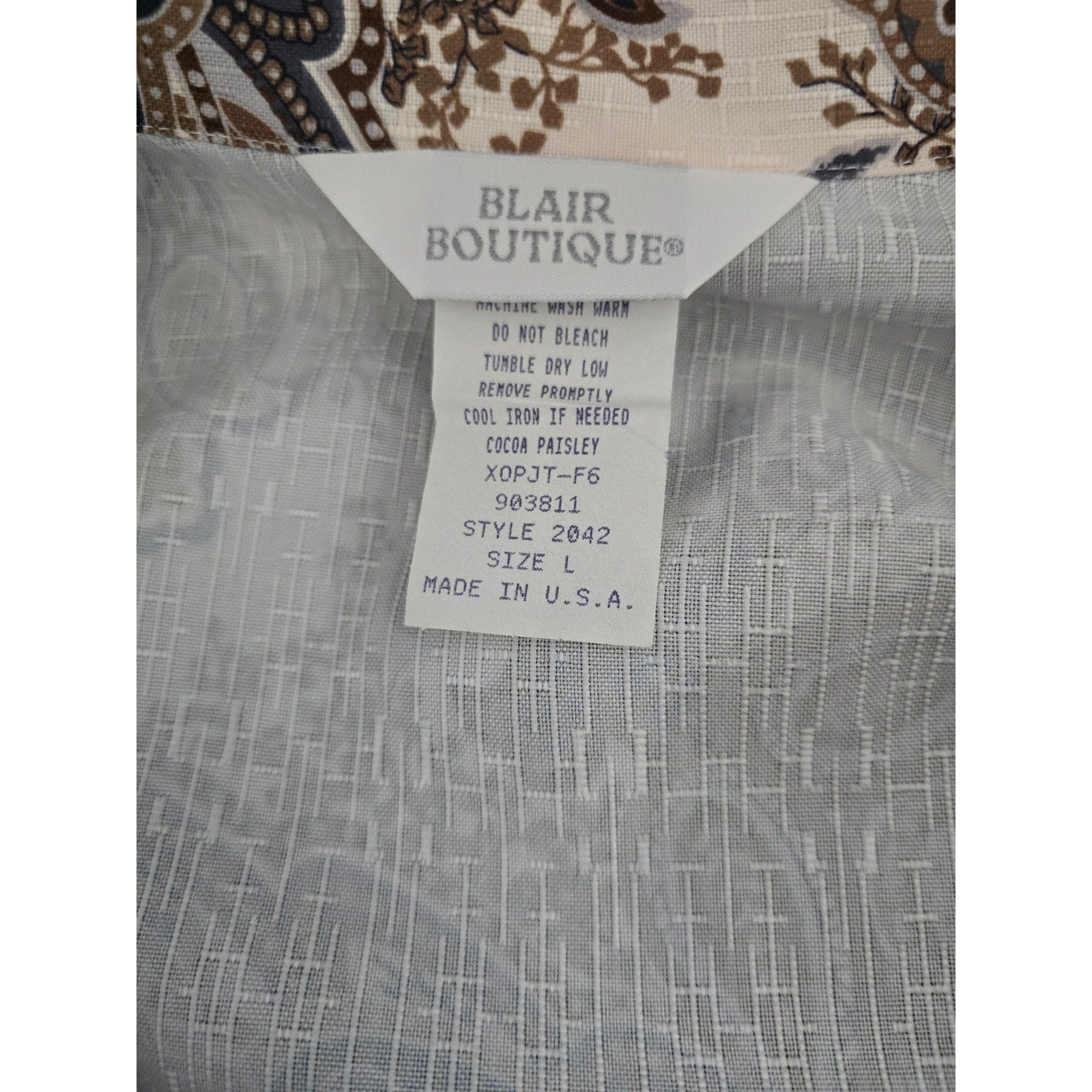 Blair Boutique Women's Size L Cocoa Paisley Single Button Blazer Jacket
