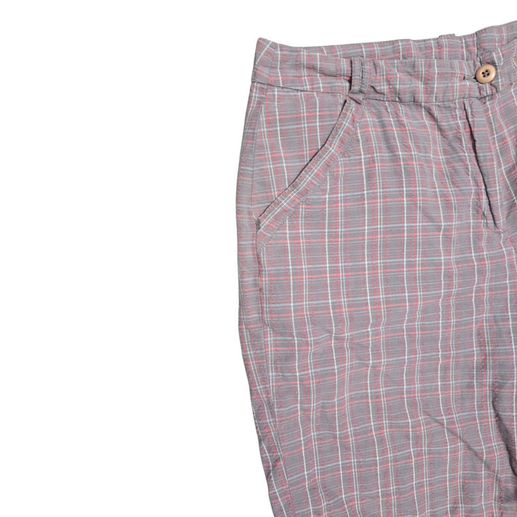 Woolrich Women's Size 12 Quarry Grey Pink Plaid Textured Cotton Shorts