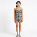 Arizona Jean Co Women’s Sleeveless Romper Black White Print Small Polyester