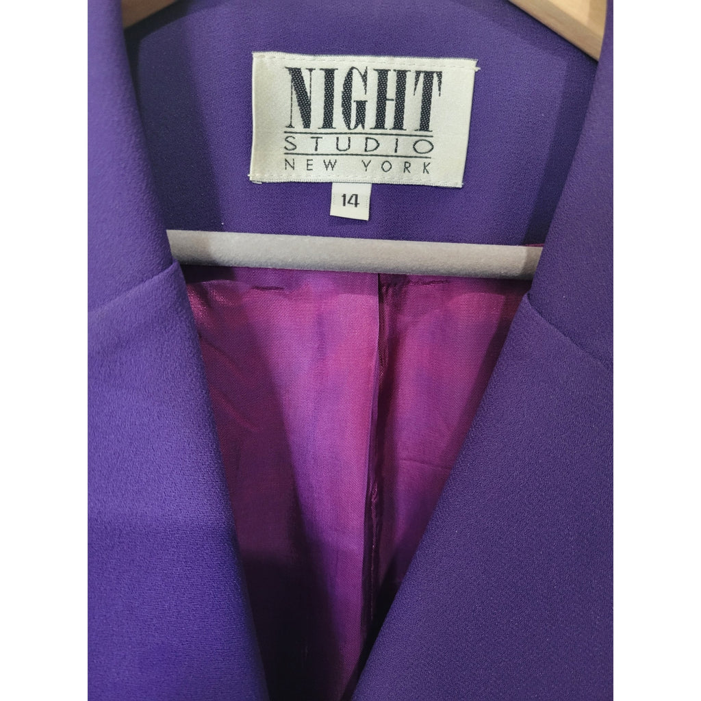 Night Studio New York 80s/90s Purple Blazer Jacket Metallic Bling Size 14
