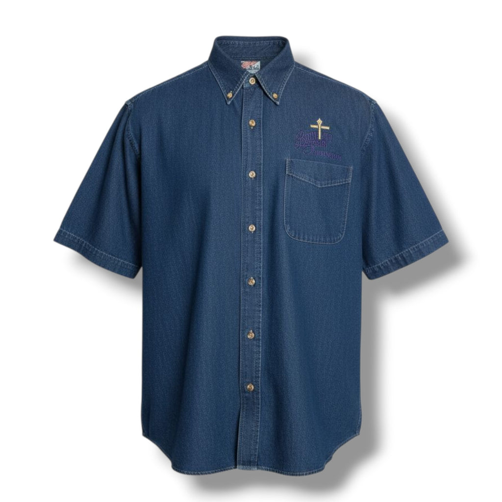 Vintage Bourbon Street New Orleans Men’s Embroidered Button Down denim shirt