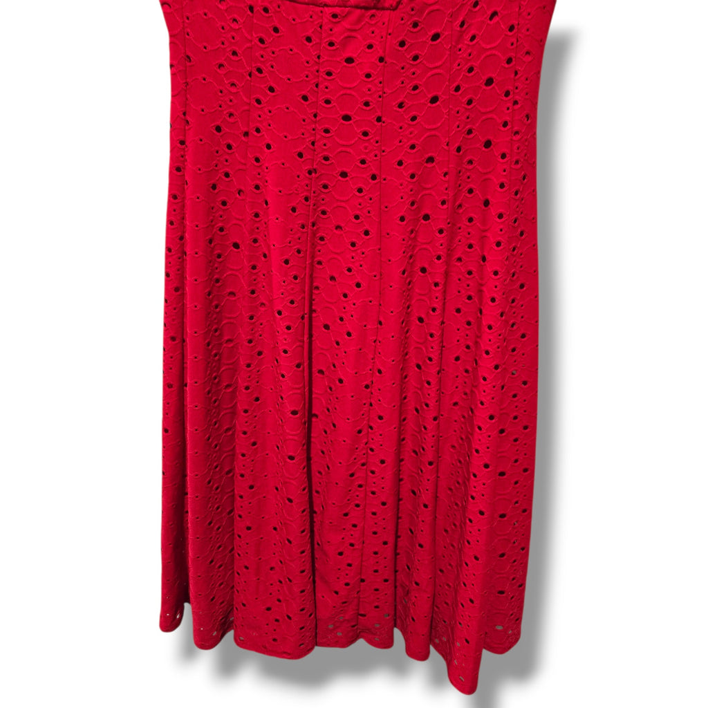 London Times Red Eyelet Sleeveless Fit & Flare Dress – Size 6