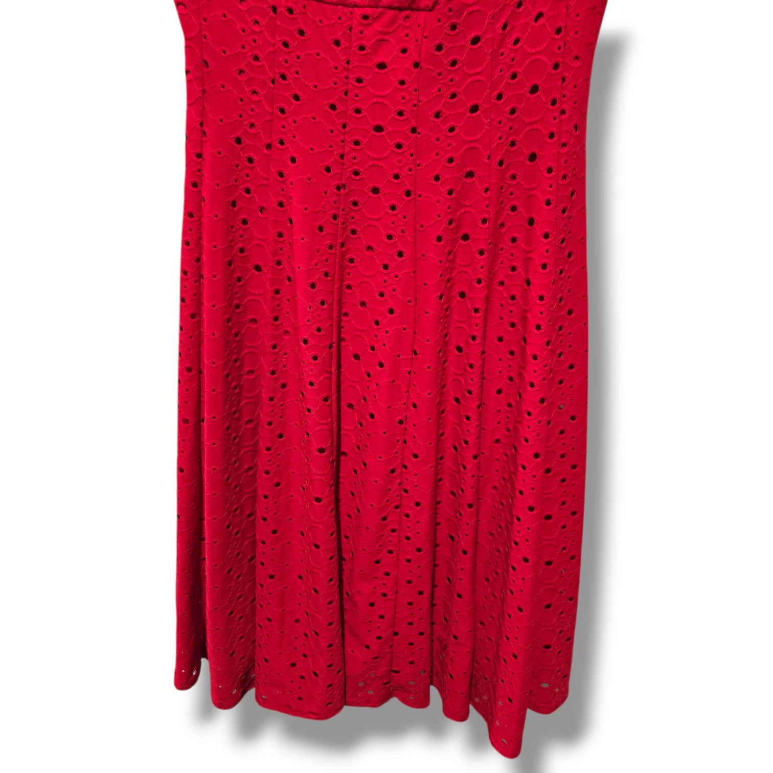London Times Red Eyelet Sleeveless Fit & Flare Dress – Size 6