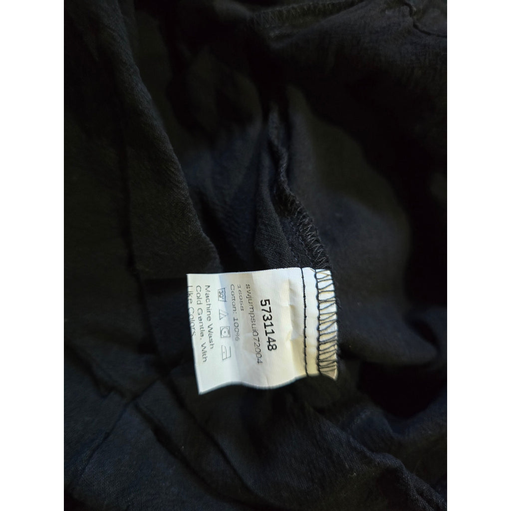 SHEIN Women’s Black Tie-Shoulder Overall Romper Shorts – Size M, 100% Cotton