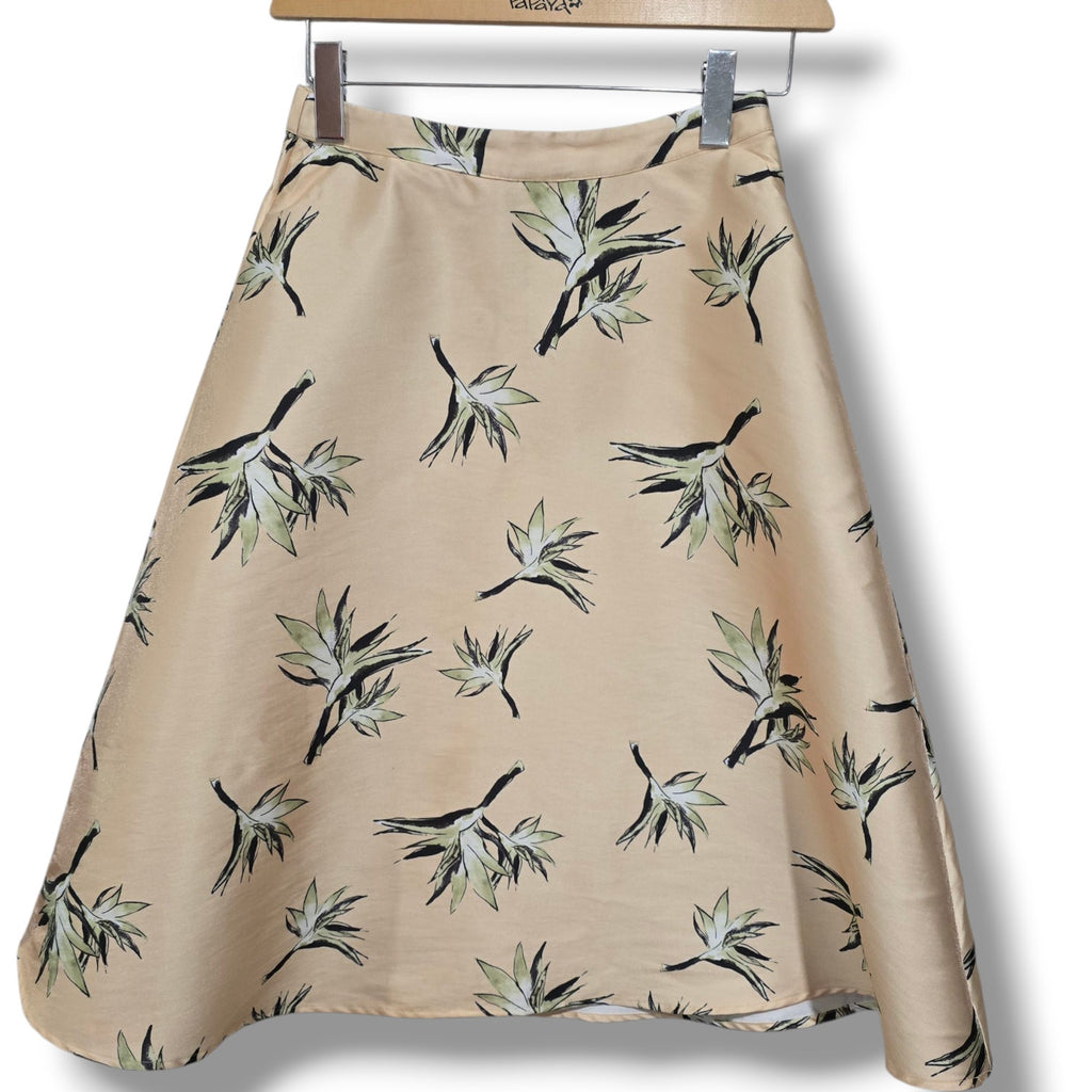 Forever 21 Contemporary Women’s yellow Tropical Floral A-Line Midi Skirt Small