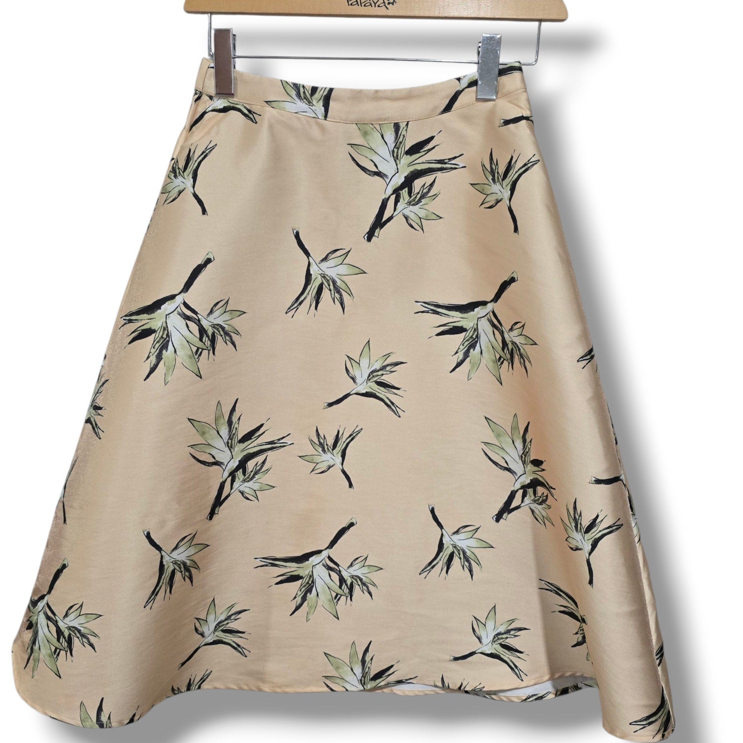 Forever 21 Contemporary Women’s yellow Tropical Floral A-Line Midi Skirt Small