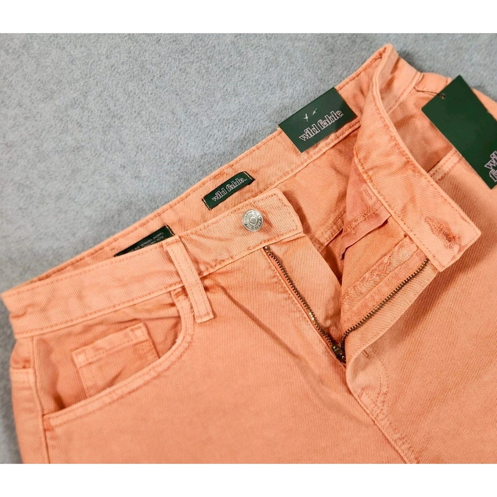 Wild Fable Highest Rise Distressed Orange Bermuda Shorts - NEW