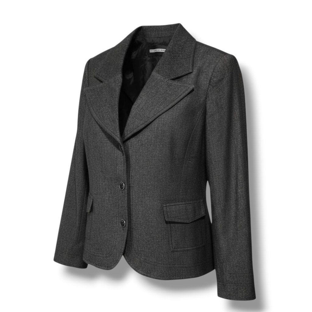 Requirements women's Plus Size vintage dark gray lurex careerwear blazer size 16