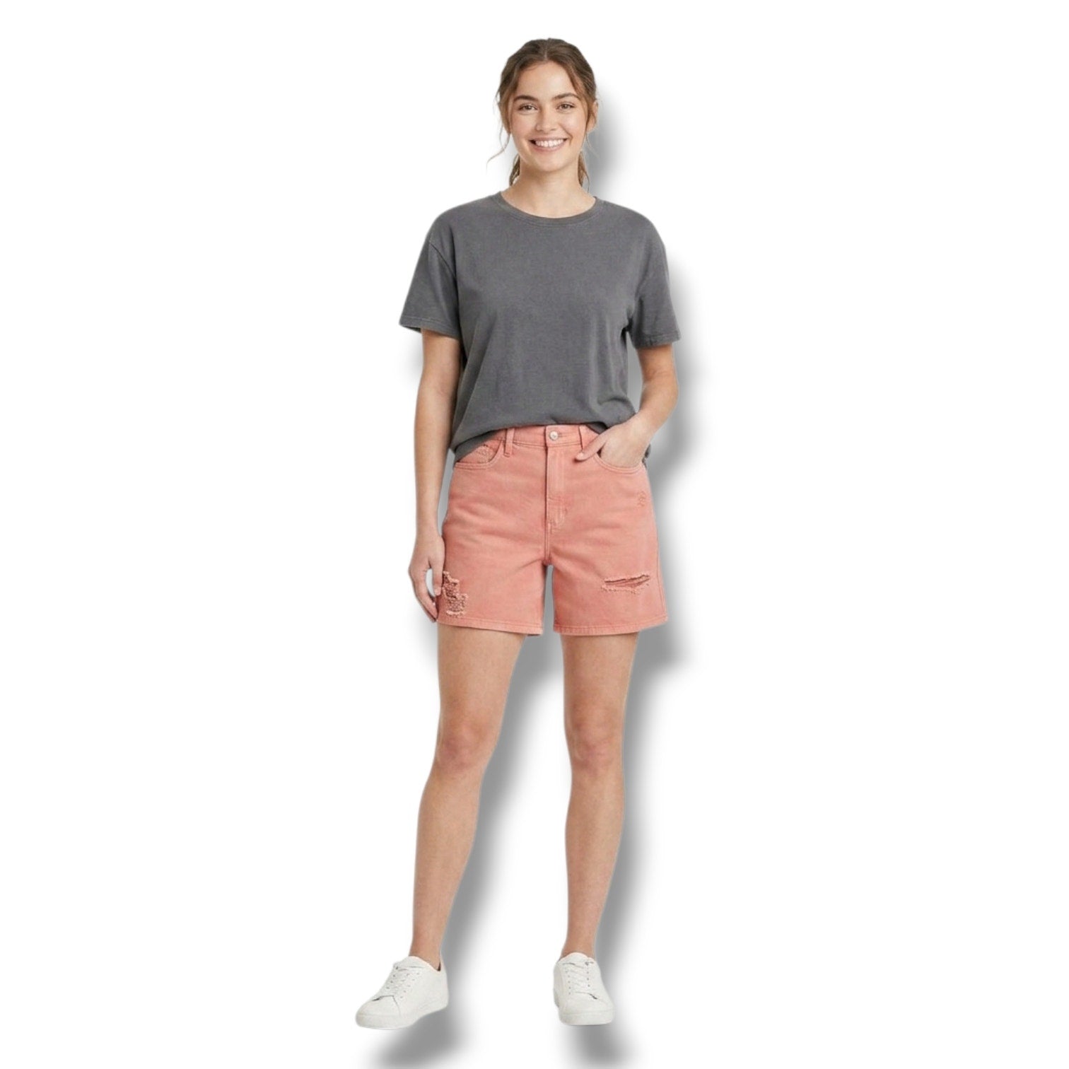 Wild Fable Highest Rise Distressed Orange Bermuda Shorts - NEW