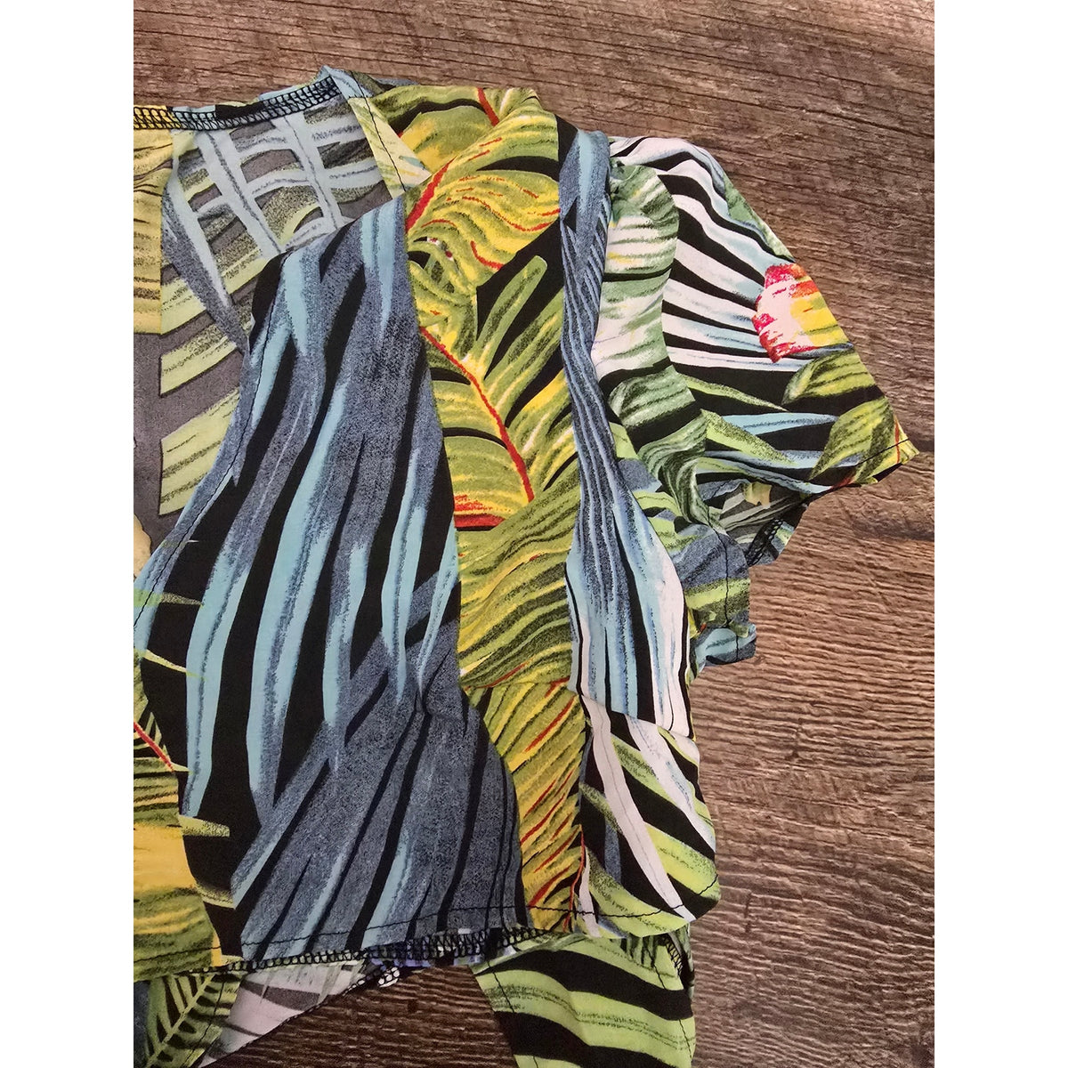 SHEIN Tropical Palm Print 2-Piece Crop Top & Wrap Maxi Skirt Set Green Blue Small