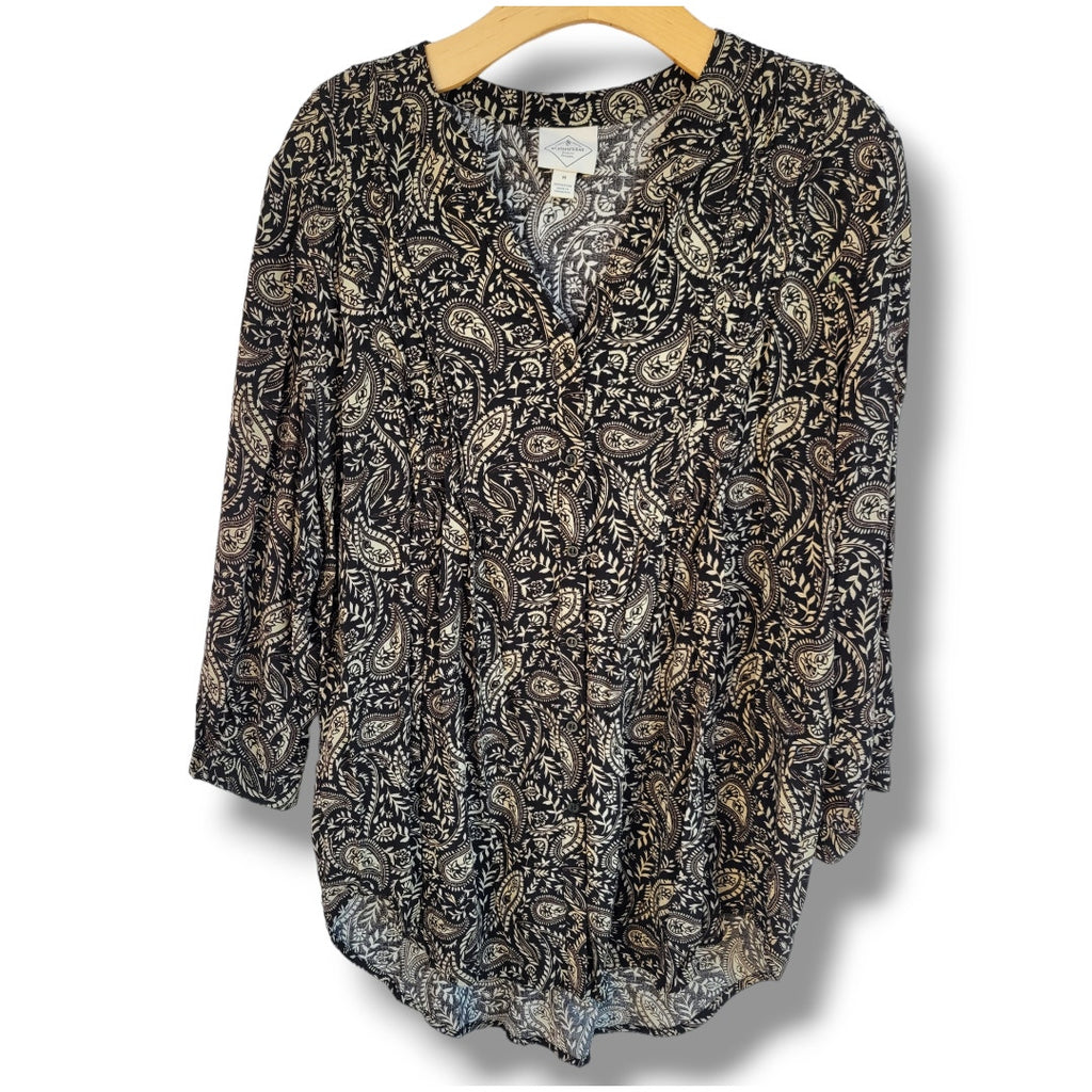 St. John's Bay Women's black paisley button-down Blouse  - medium