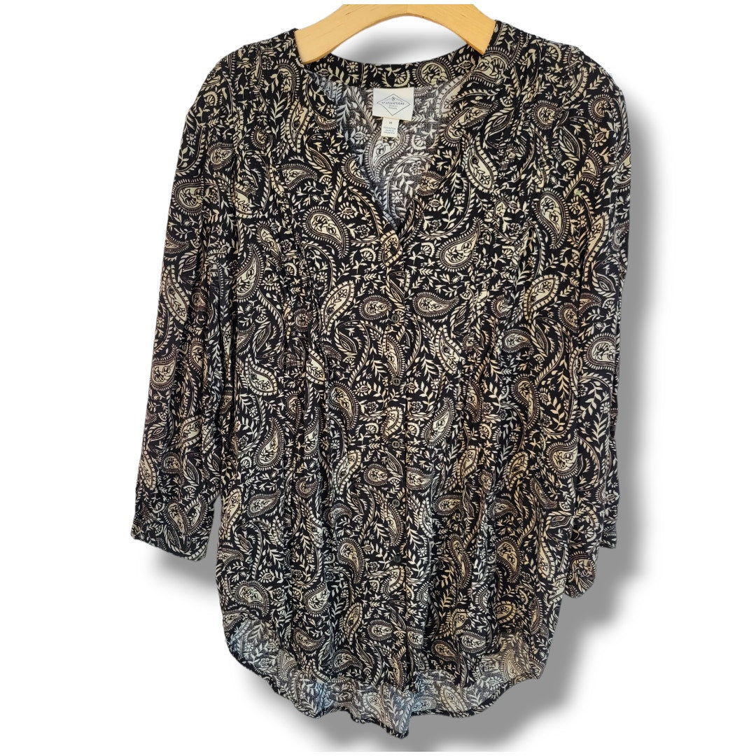 St. John's Bay Women's black paisley button-down Blouse  - medium