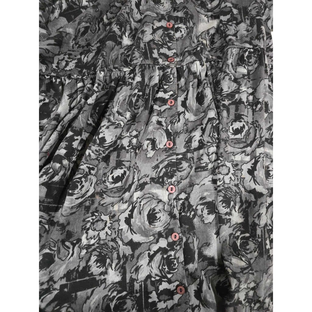 Anthony Richards 1X Black Floral Button Front Lounge Dress