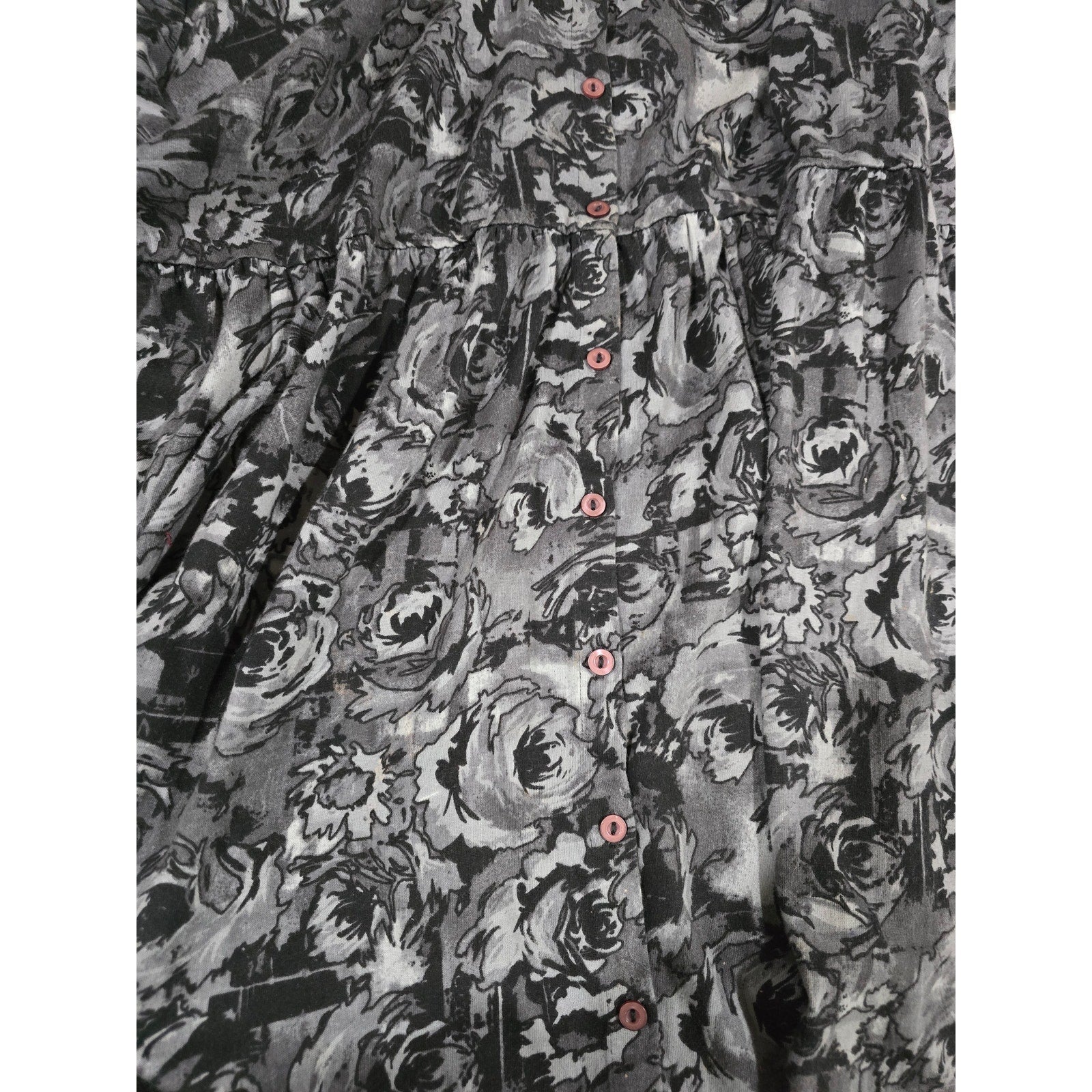 Anthony Richards 1X Black Floral Button Front Lounge Dress