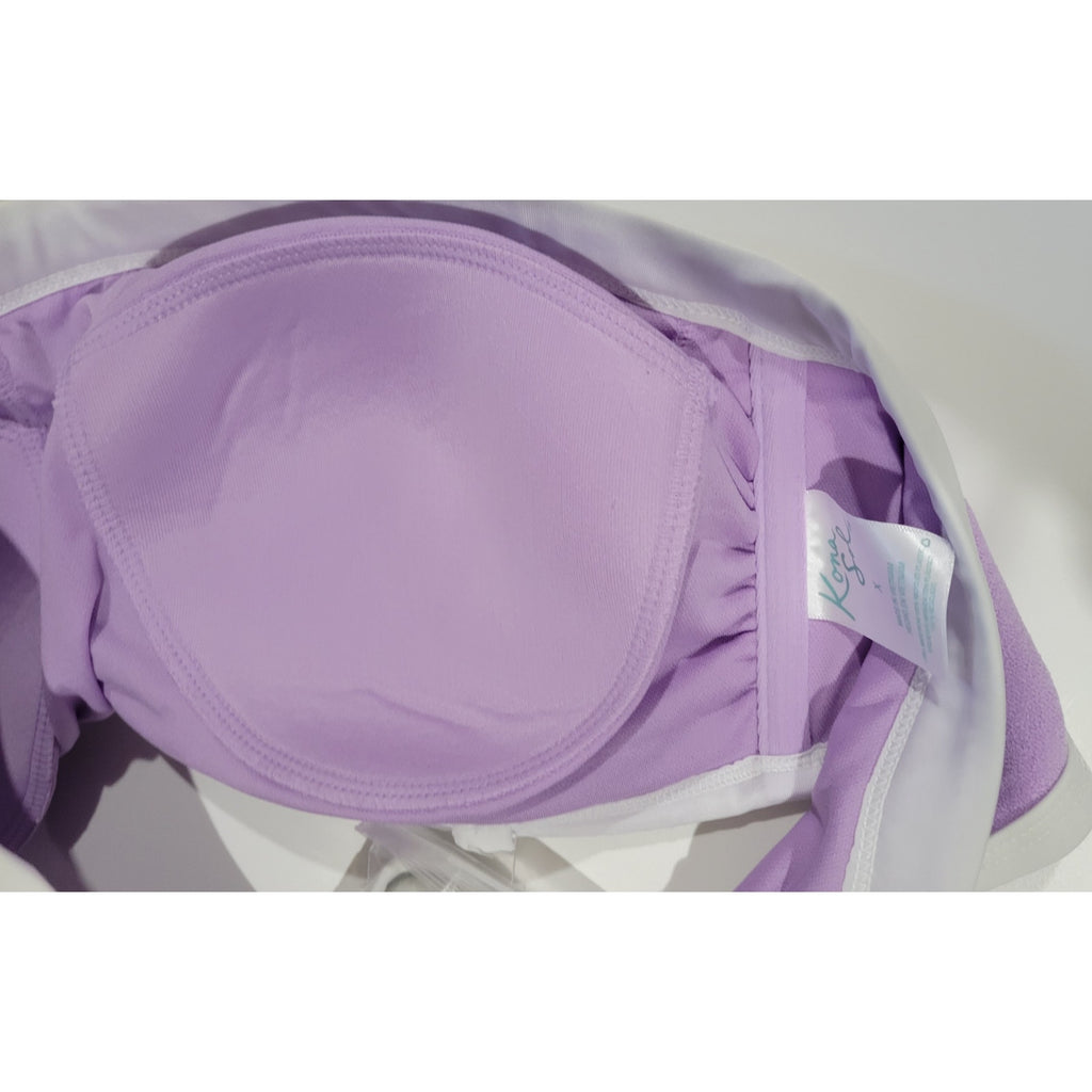 Kona Sol Plus Size Purple Terry Bandeau Bikini Top 14W NWOT
