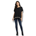 Mi Ami by Francesca’s Collection Black Fringe Poncho Blouse – Size Small