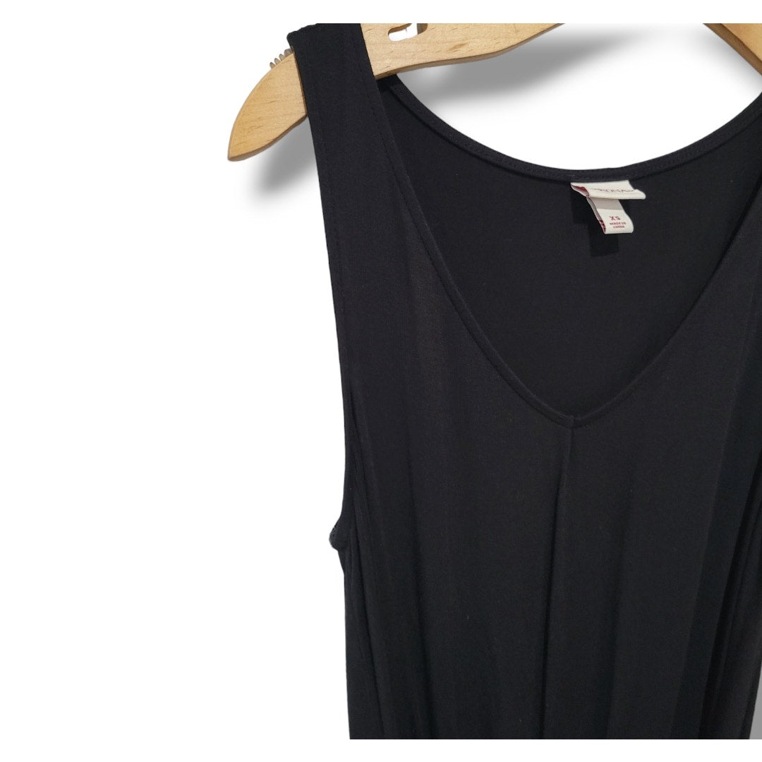 Merona Black Sleeveless V-Neck Belted Midi Dress – XS Gently Used