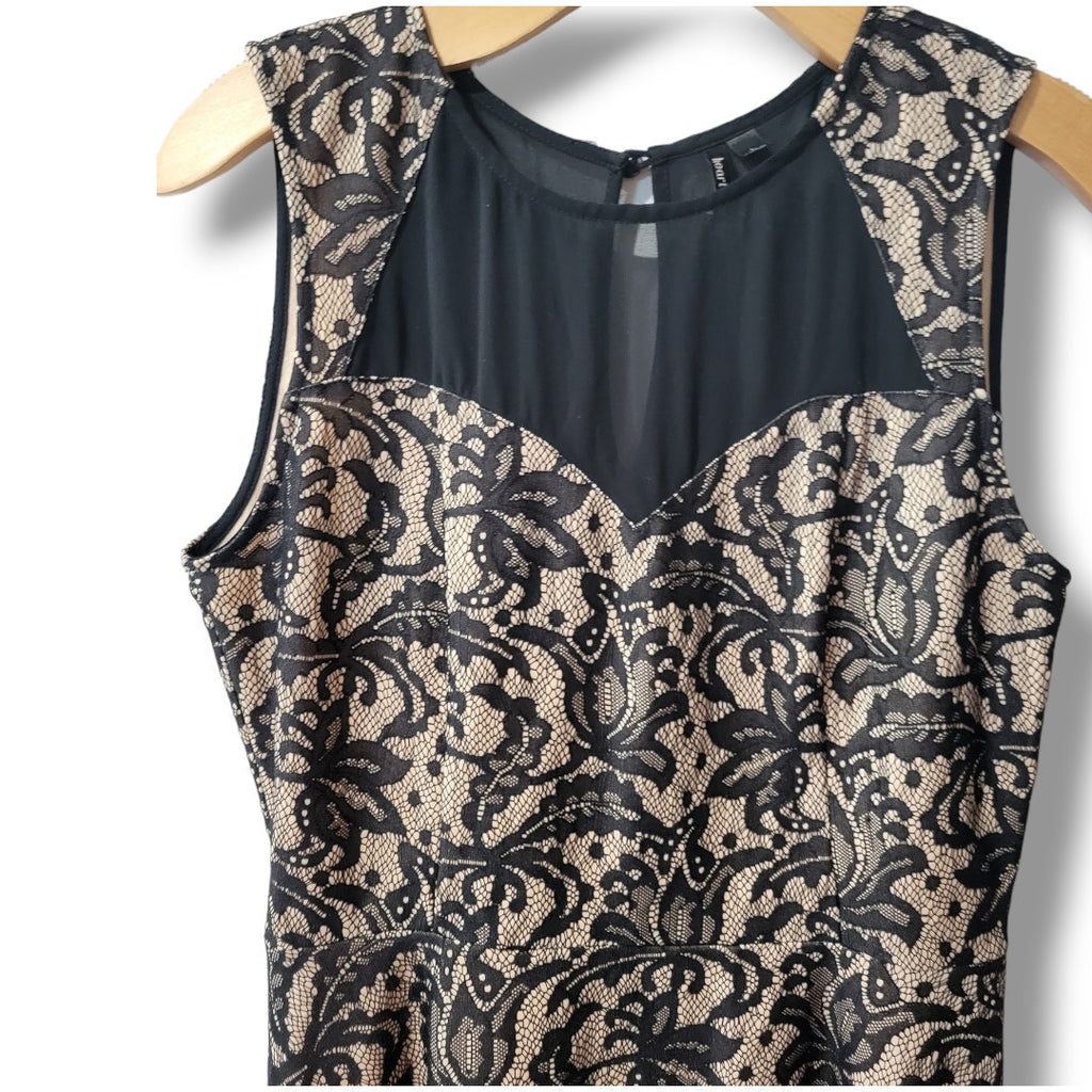 Heart & Soul Women’s Black Lace Overlay Illusion Sweetheart Skater Dress