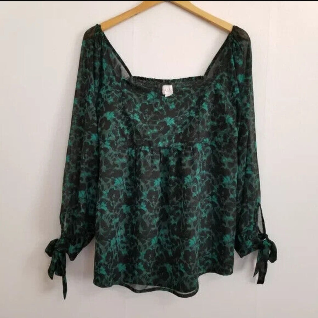 Isabel Maternity by Ingrid & Isabel Green Floral Long Sleeve Blouse xs maternity