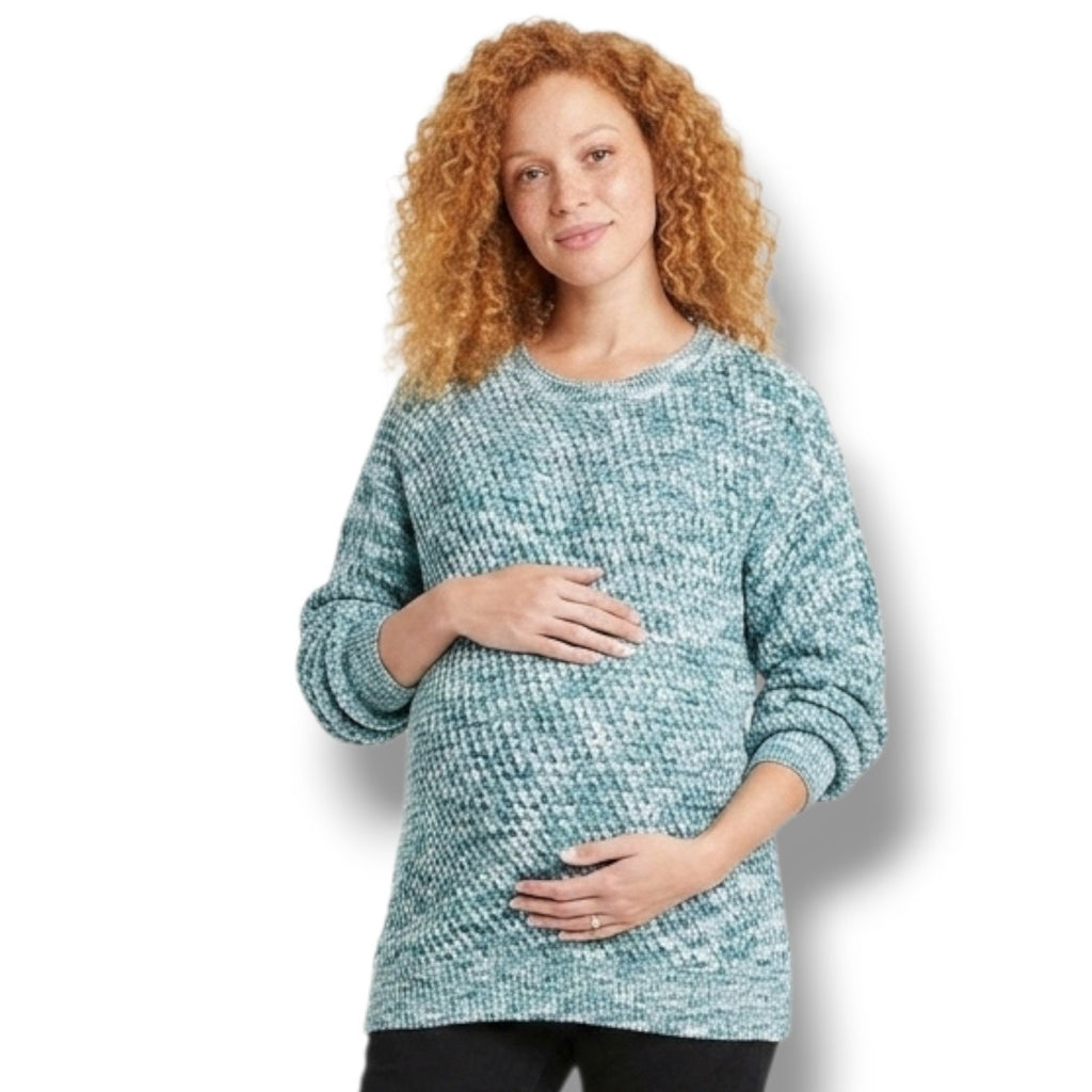 Isabel Maternity by Ingrid & Isabel Blue Multi-Color Sweater Size Small