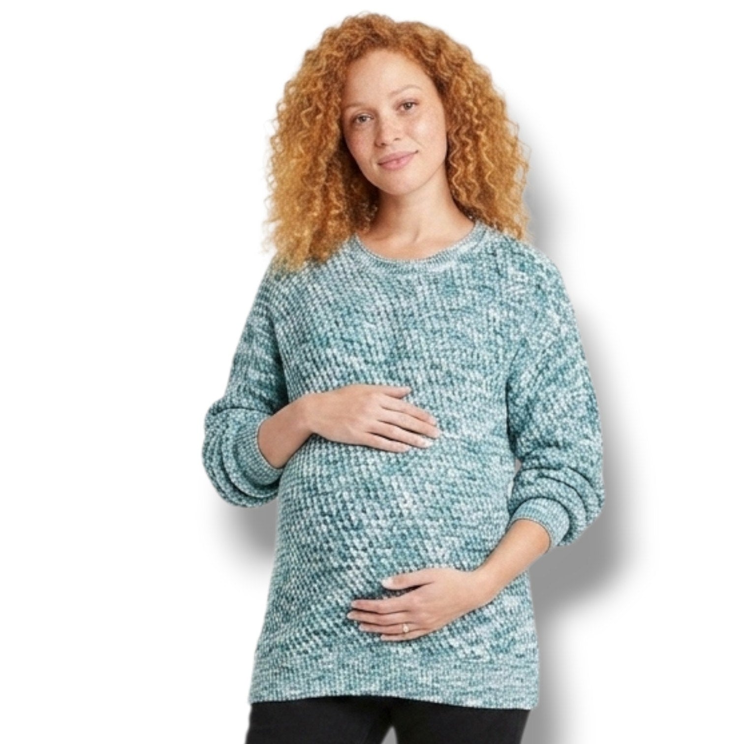 Isabel Maternity by Ingrid & Isabel Blue Multi-Color Sweater Size Small