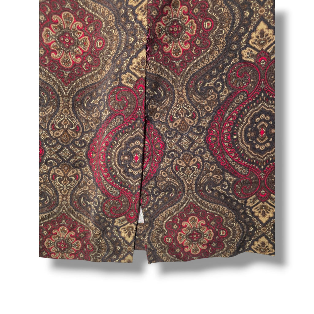 Vintage Briggs Women's Size 13/14 Brown Burgundy Paisley Tapestry Pencil Skirt