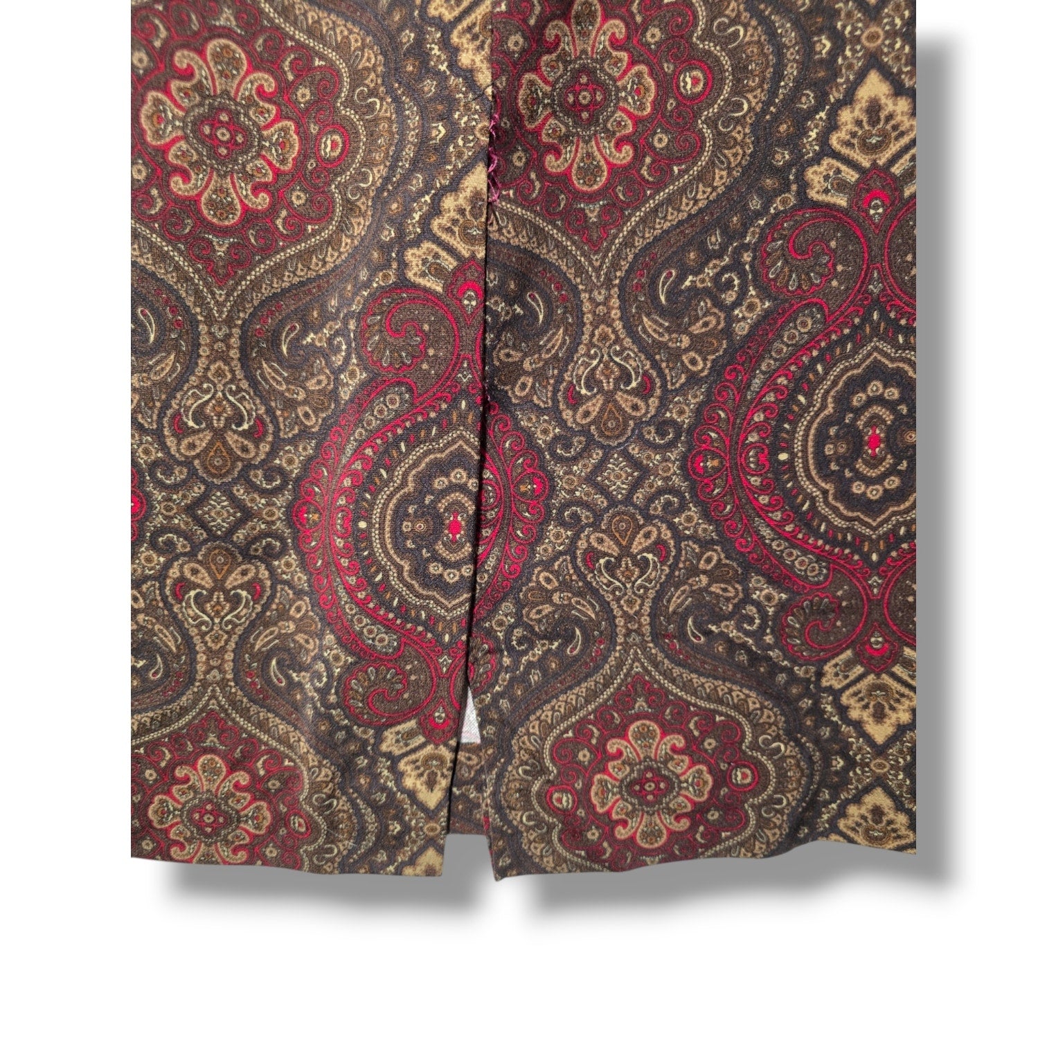 Vintage Briggs Women's Size 13/14 Brown Burgundy Paisley Tapestry Pencil Skirt