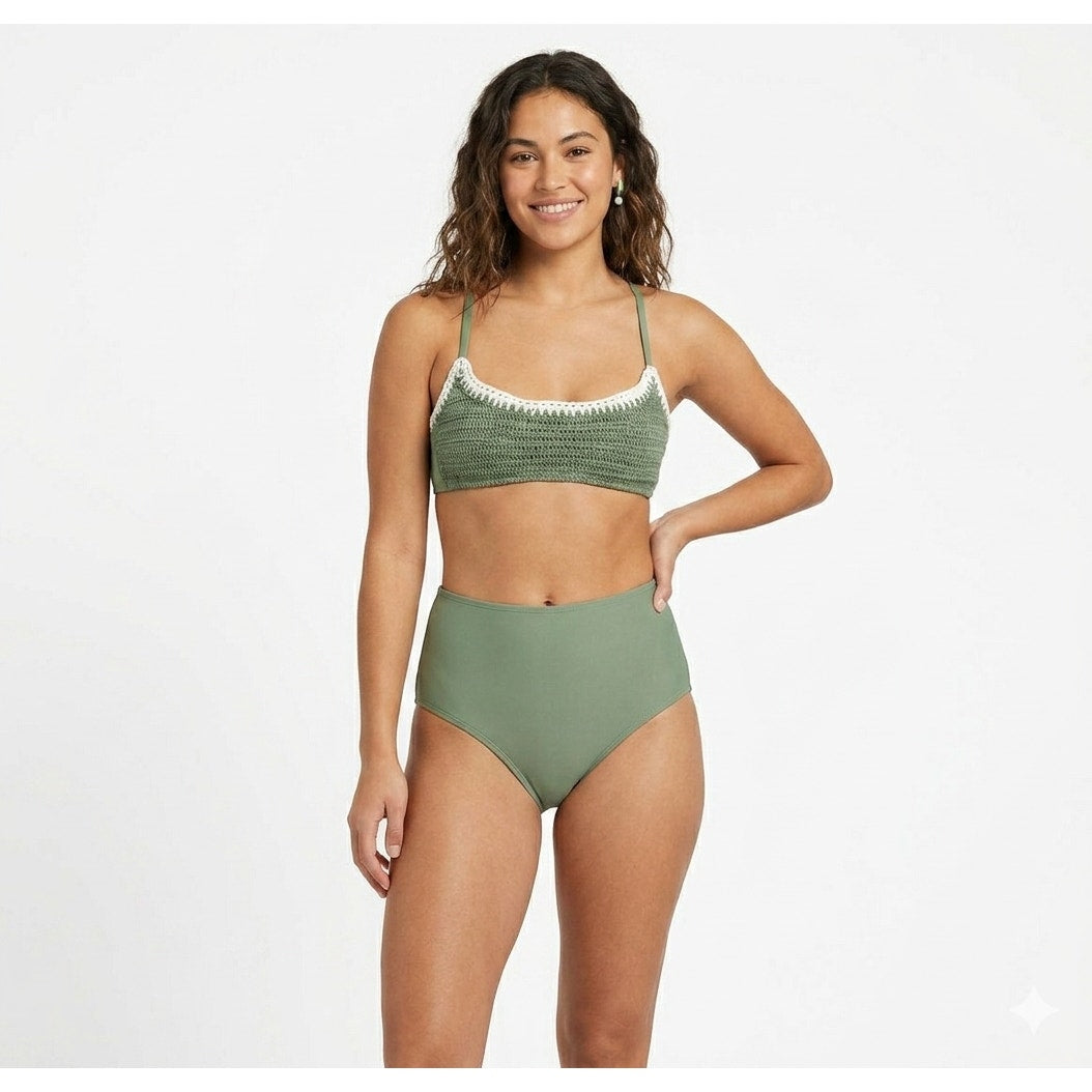 Xhilaration Juniors Sage Green Crochet Bralette Bikini Top