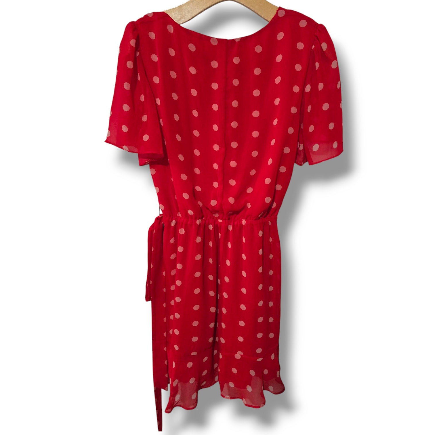 mi ami by Francesca’s Collection Red Polka Dot Wrap Dress – Size Small