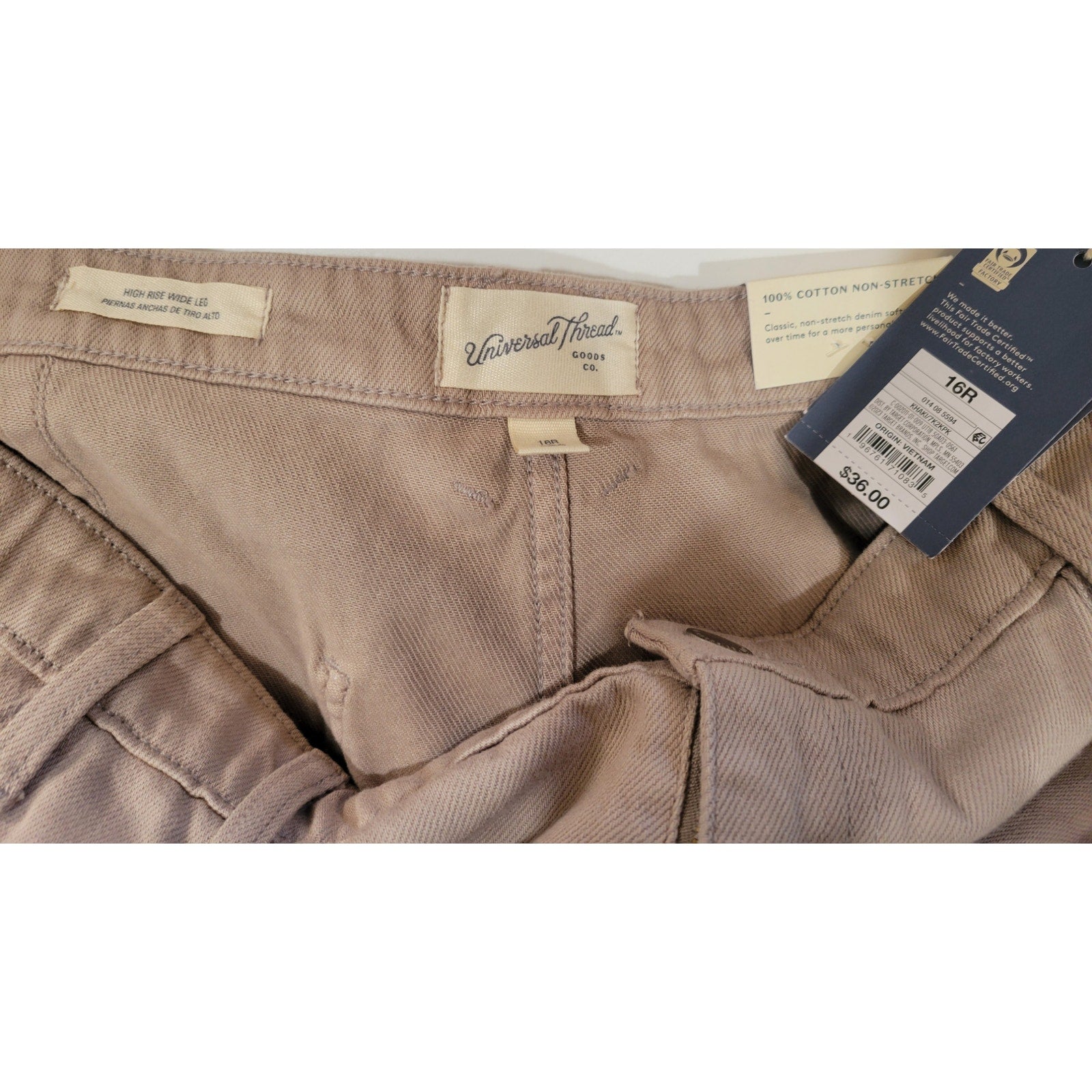 Universal Thread Women's Plus Size Khaki high rise wide leg denim Jeans - 16R
