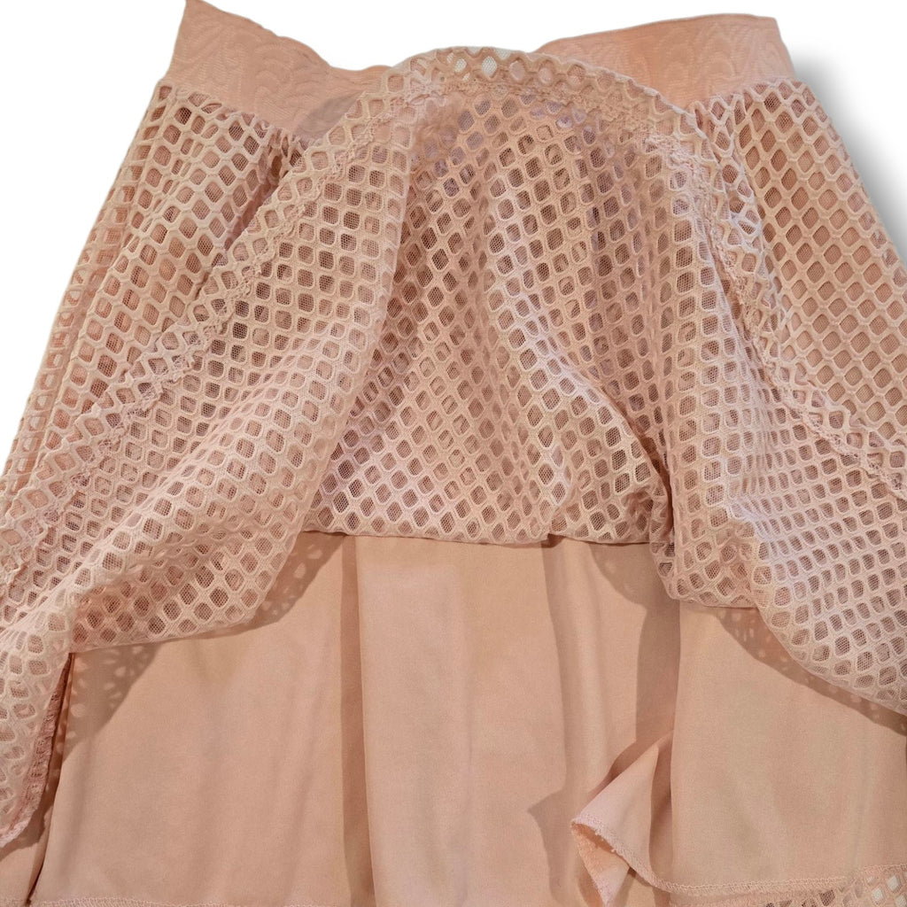 Metro Wear Dusty Pink Crochet Lace Skater Skirt Petite Small Feminine Flowy