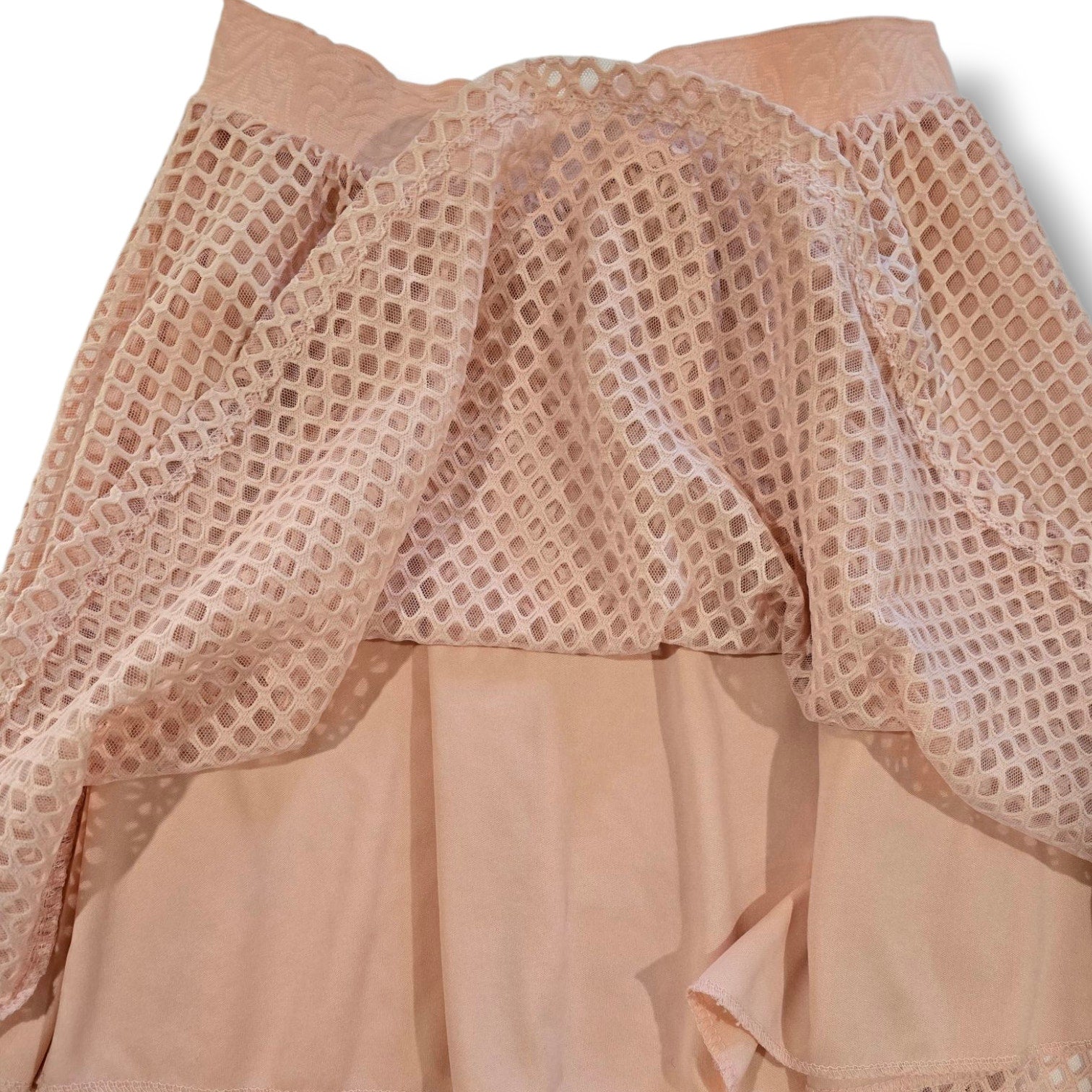 Metro Wear Dusty Pink Crochet Lace Skater Skirt Petite Small Feminine Flowy
